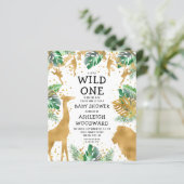 Budget Safari Baby shower Green Gold Invitation (Staand voorkant)