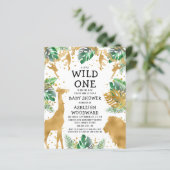 Budget Safari Baby shower Green Gold Invitation (Staand voorkant)