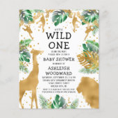 Budget Safari Baby shower Green Gold Invitation (Voorkant)