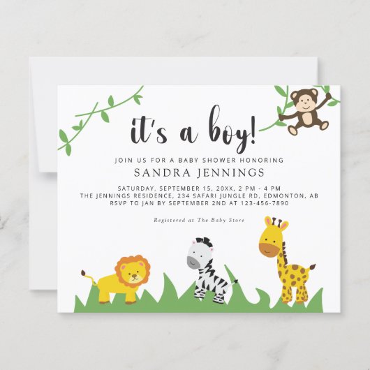 Budget Safari Baby shower Oerwoud Animals (Voorkant)