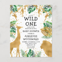 Budget Safari Baby Shower Uitnodiging Groen Goud
