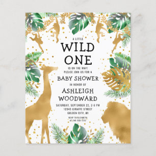 Budget Safari Baby Shower Uitnodiging Groen Goud