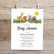Budget Safari Dieren Baby Shower Uitnodiging