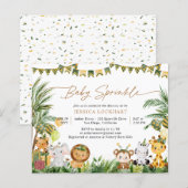 Budget Safari Dieren Baby Sprinkle Uitnodiging (Voorkant / Achterkant)