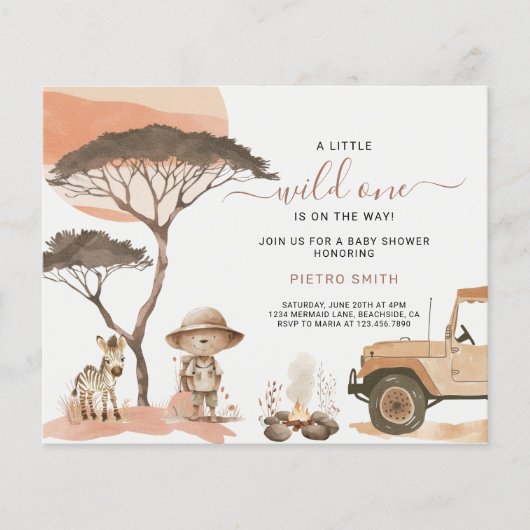 Budget Safari Dieren Boy Baby shower (Voorkant)