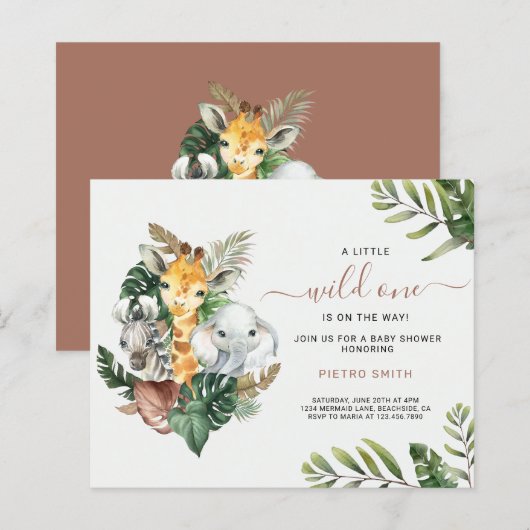 Budget Safari Dieren Boy Baby shower (Voorkant / Achterkant)