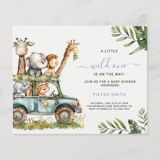 Budget Safari Dieren Boy Baby shower (Voorkant)