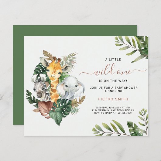 Budget Safari Dieren Boy Baby shower (Voorkant / Achterkant)