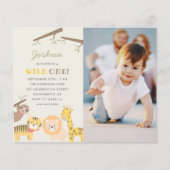 Budget Safari Dieren Wild Eén Foto 1st Birthday (Voorkant)