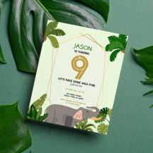 Budget Safari Dierlijke Olifant Verjaardag Uitnodi