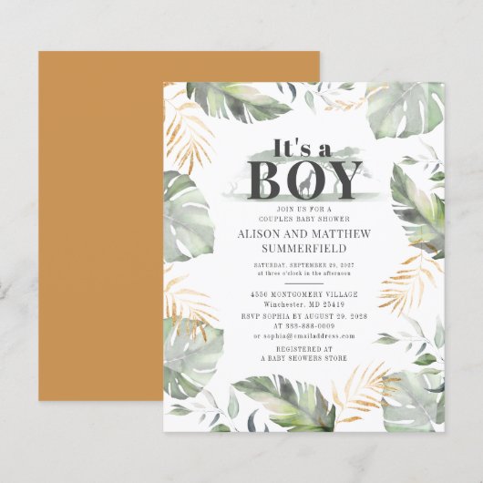 Budget Safari Giraffe Botanical Boy Baby shower (Voorkant / Achterkant)