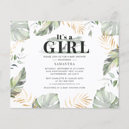 Budget Safari Giraffe Girl Baby shower (Voorkant)