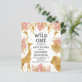 Budget Safari Girl Baby shower Pink Gold Invite (Staand voorkant)