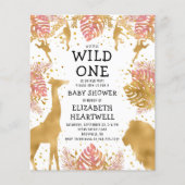 Budget Safari Girl Baby shower Pink Gold Invite (Voorkant)