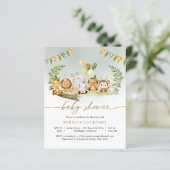 Budget Safari Gold Boy Baby shower Uitnodiging (Staand voorkant)