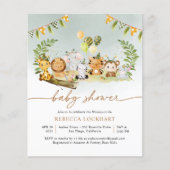 Budget Safari Gold Boy Baby shower Uitnodiging (Voorkant)