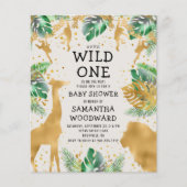 Budget Safari Green Gold Ecru Baby shower Invite (Voorkant)