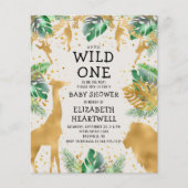 Budget Safari Green Gold Ecru Baby shower Invite (Voorkant)