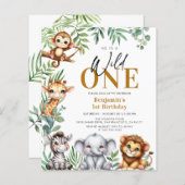 Budget Safari Wild One Animals 1e verjaardag Uitno (Voorkant / Achterkant)