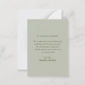 BUDGET Sage & Blush Floral Weddenschap Hartelijk d Notitiekaartje (Achterkant)
