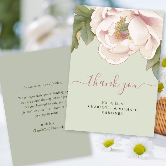 BUDGET Sage & Blush Floral Weddenschap Hartelijk d Notitiekaartje