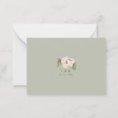 BUDGET Sage & Blush Peony Floral Wedding RSVP Notitiekaartje (Achterkant)