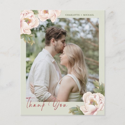 Budget Sage & Blush Photo Weddenschap Hartelijk da Flyer (Voorkant)