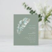 Budget Sage Boho Feather Minimal Wedding Invite (Staand voorkant)