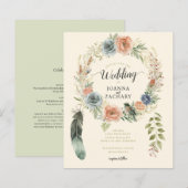 Budget Sage Boho Waterverf Floral Wedding Invite (Voorkant / Achterkant)