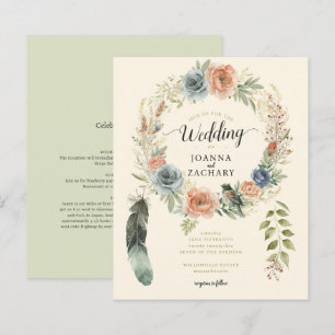 Budget Sage Boho Waterverf Floral Wedding Invite