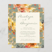 Budget Sage Botanical Waterverf Wedding Invite (Voorkant / Achterkant)