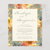Budget Sage Botanical Waterverf Wedding Invite (Voorkant)