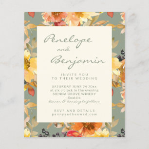 Budget Sage Botanical Waterverf Wedding Invite