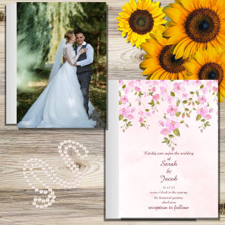 Budget SAGE ELEGANTE WATERVERF BLOEMIGE BRUILOFT Flyer