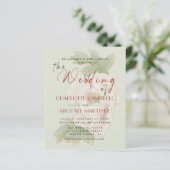 BUDGET Sage en Blush Floral Photo Wedding Invites (Staand voorkant)