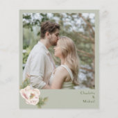 BUDGET Sage en Blush Floral Photo Wedding Invites (Achterkant)