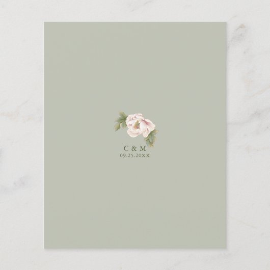 BUDGET Sage en Blush Floral Weddenschap Save the D Flyer (Achterkant)