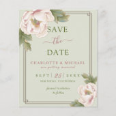 BUDGET Sage en Blush Floral Weddenschap Save the D Flyer (Voorkant)