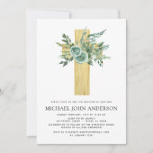 Budget Sage Eucalyptus Baptism Greenery Invitation Kaart (Voorkant)