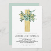 Budget Sage Eucalyptus Baptism Greenery Invitation Kaart (Voorkant / Achterkant)