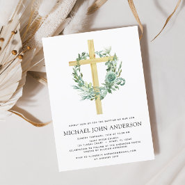 Budget Sage Eucalyptus Baptism Greenery Wreate Kaart