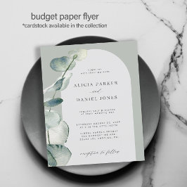 Budget sage eucalyptus boog trouwkaart flyer