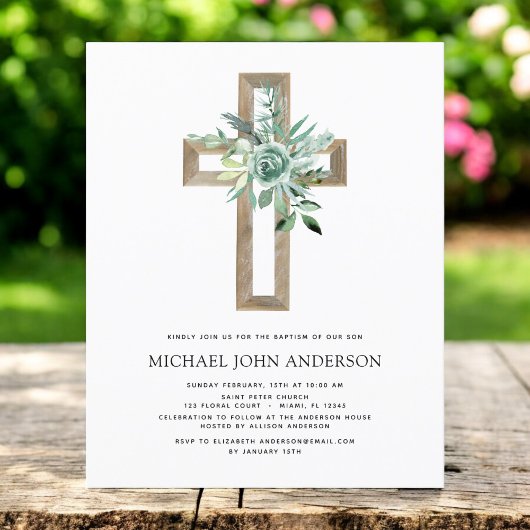 Budget Sage Eucalyptus Doop Groene Uitnodiging Flyer