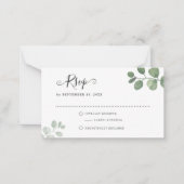 BUDGET Sage Eucalyptus Greenery RSVP Weddenschap Notitiekaartje (Voorkant)