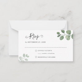 BUDGET Sage Eucalyptus Greenery RSVP Weddenschap Notitiekaartje