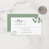 BUDGET Sage Eucalyptus Greenery RSVP Weddenschap Notitiekaartje (Voorkant / Achterkant in situ)