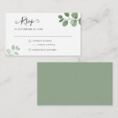 BUDGET Sage Eucalyptus Greenery RSVP Weddenschap Notitiekaartje (Voorkant / Achterkant)
