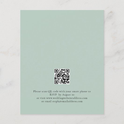 Budget Sage Eucalyptus QR Code Weddenschap uitnodi (Achterkant)
