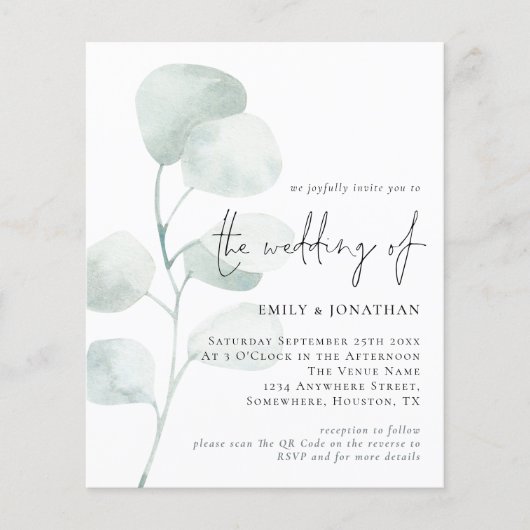 Budget Sage Eucalyptus QR Weddenschap (Voorkant)