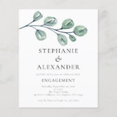 Budget Sage Eucalyptus Verloving Uitnodigen (Voorkant)